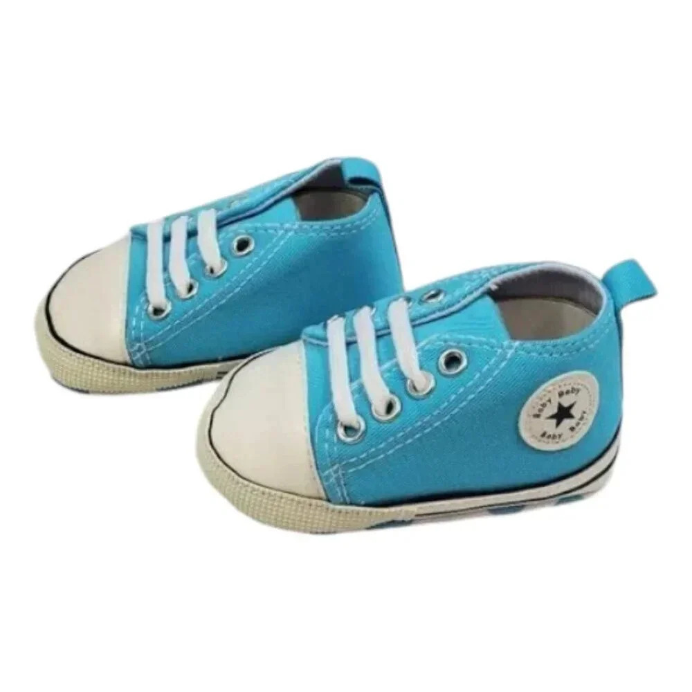 Infant Size 4 Baby Blue Soft Sole Baby Shoes, Baby sneakers for boys